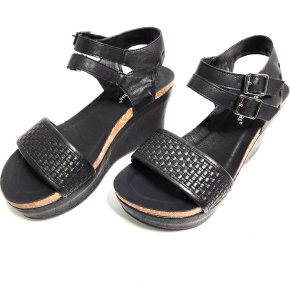Pierre Dumas Hester-12 Wedge Sandals Size 8 Double-Buckle Vegan Faux Leather - Picture 12 of 16